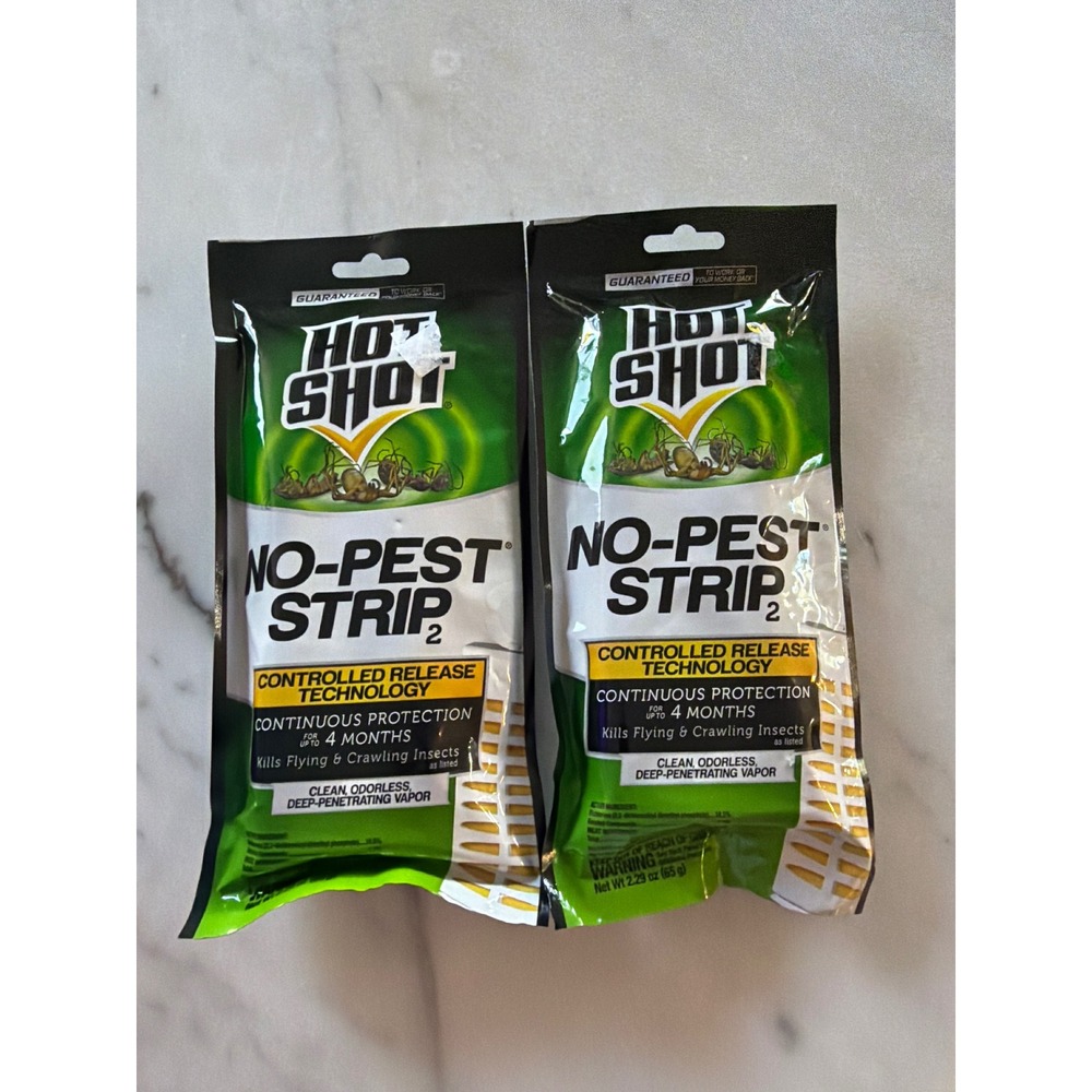 Lot of 2 Hot Shot No-Pest Strip 2 Pack 65g Ea. 4 Month Protection